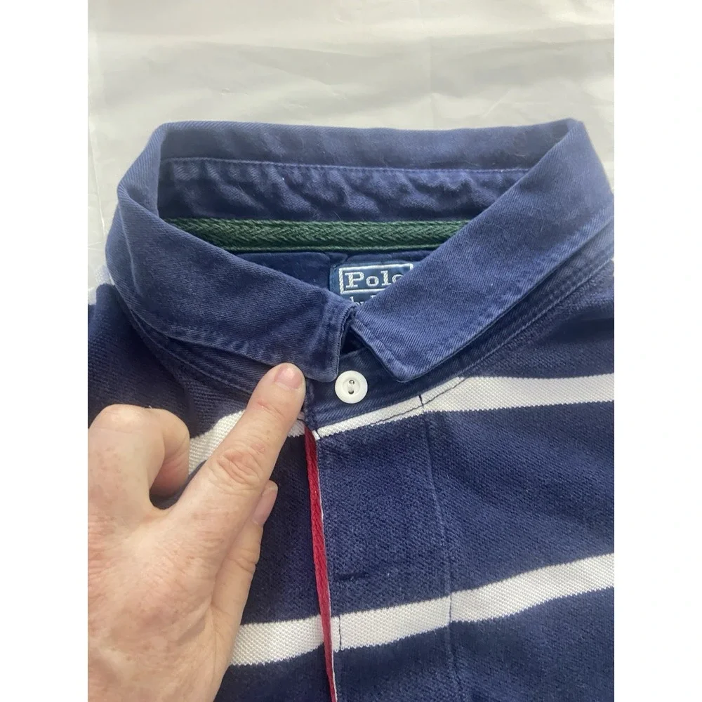 Vintage Ralph Lauren Polo Denim Collar 3-Button‎ Breathable Golf Shirt -Size 2XL